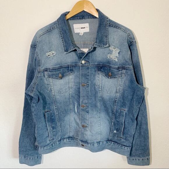 NWT Fashion Nova Men's Copper Denim Trucker Jacket - Medium Wash Size XL $49.99 - Picture 2 of 6
